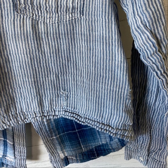 Cloth & Stone Striped Long Sleeve Blouse Sz XS - Picture 6 of 10